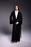 Black Wool Coat with Premium Fur Details