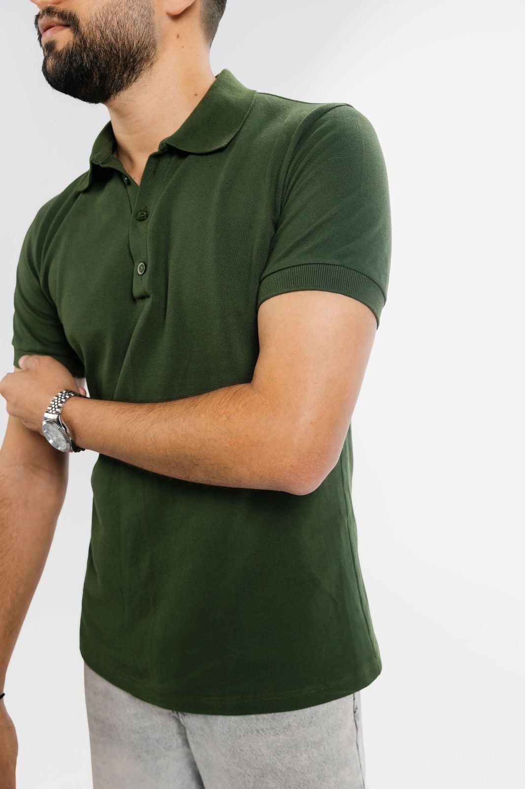 Olive green polo shirt