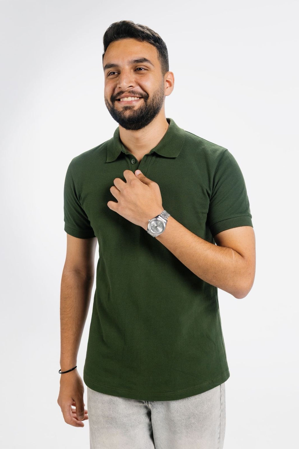 Olive green polo shirt