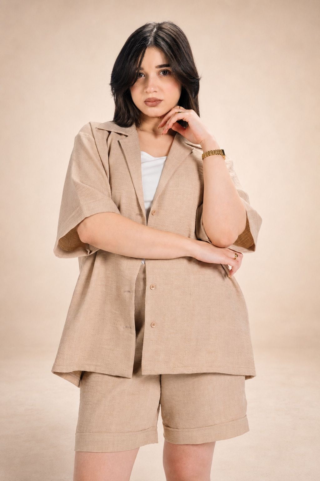 Women’s Beige Linen Set